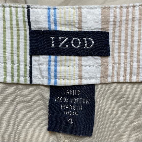 IZOD Y2K GORPCORE CARGO COTTON PANTS STRAIGHT UTILITY POCKET SMALL CREAM 4 - Picture 3 of 4